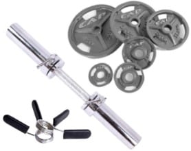Cap Barbell Olympic Dumbbell Handle with Weight Plates and Collars - 2