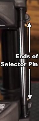 Ends of Selector Pin Coming Out the Back of the Dumbbell When Fully Inserted Ends of Selector Pin Coming Out the Back of the Dumbbell When Fully Inserted