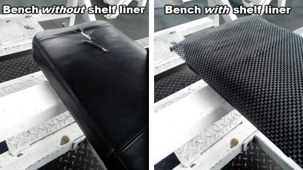 prevent slipping on bench press with a shelf liner