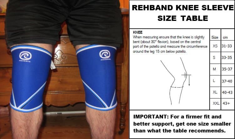 rehband knee sleeves size chart