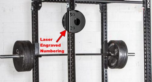 laser engraved hole numbering on power rack uprights