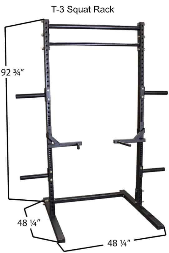 Titan T-3 Series Squat Rack - Dimensions