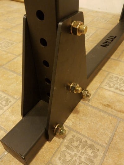 Gusset Plates Supporting Uprights on Base of X-3 Power Rack - Inside