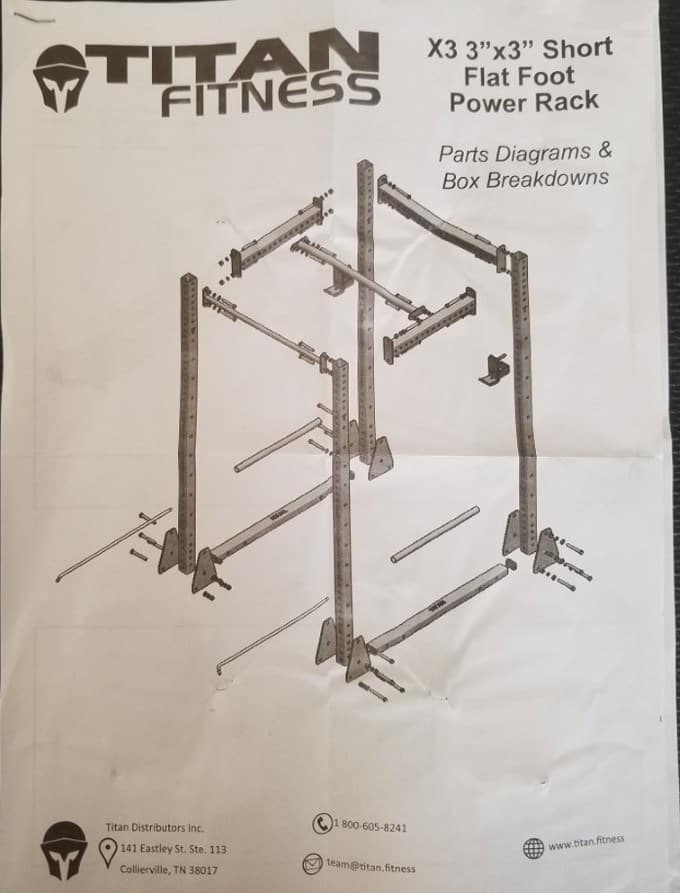 Titan X-3 Short Flat Foot Power Rack Instructions - Cover Page