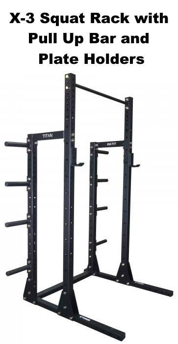 X-3 Squat Rack with Pull Up Bar and Plate Holders