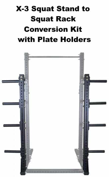 X-3 Squat Stand to Squat Rack Conversion Kit with Plate Holders - Rear View