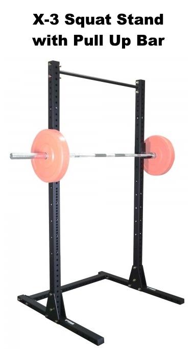 X-3 Squat Stand with Pull Up Bar - with Barbell