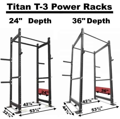 Titan T-3 Power Racks - 24 Inch Depth and 36 Inch Depth