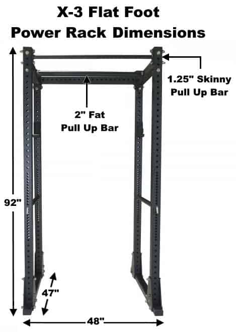 X-3 Flat Foot Power Rack Dimensions