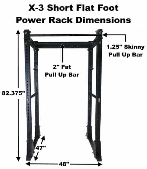 X-3 Short Flat Foot Power Rack Dimensions