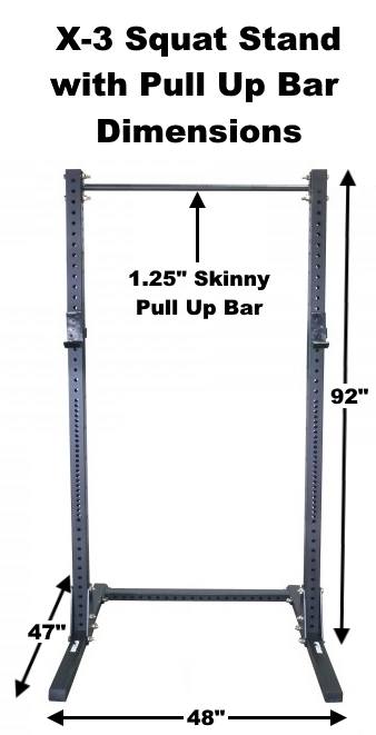 X-3 Squat Stand with Pull Up Bar Dimensions