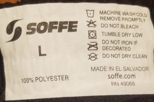 Soffe Infantry Shorts - Tag with Fabric Blend & Wash Instructions