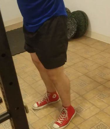 Squatting in Soffe Infantry Shorts - Side View - Top of Squat Rep