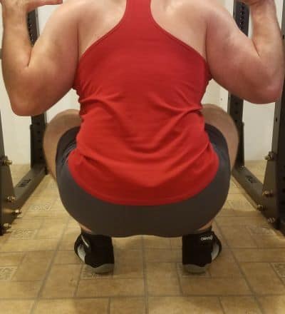 Squatting in Soffe Ranger Panty Shorts - Rear View - Bottom of Squat Rep