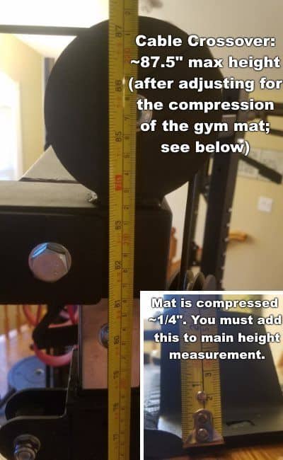 Force USA MyRack Cable Crossover Attachment - Max Height Measurement