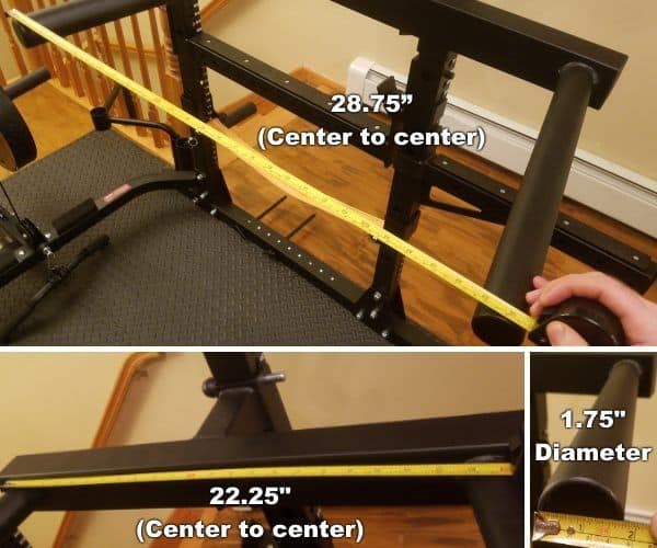 Force USA MyRack Dip Handle Attachment - Measurements