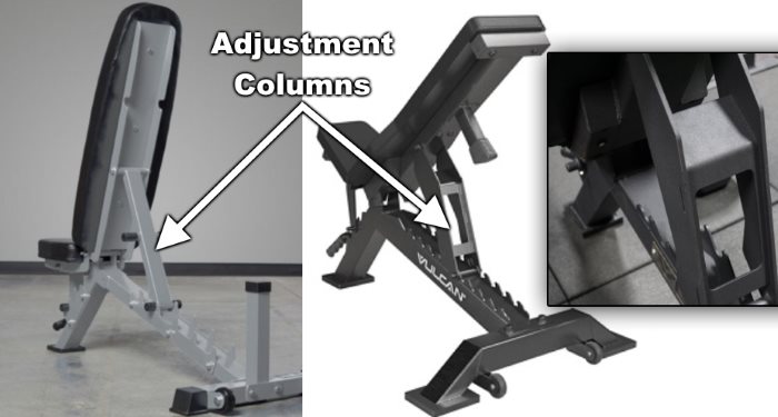 Adjustment Columns on Ladder Style Adjustable Weight Benches