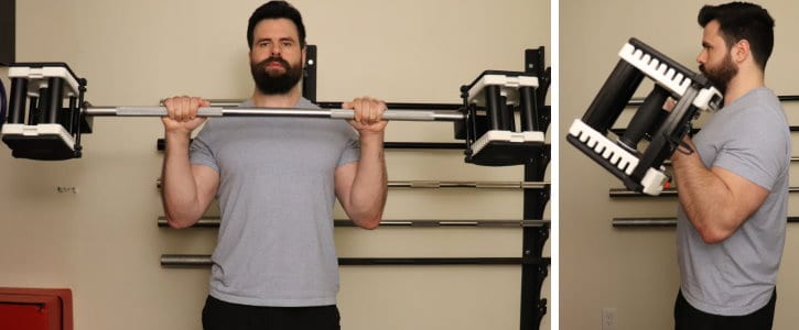 Reverse Barbell Curl - Concentric - Front and Side View