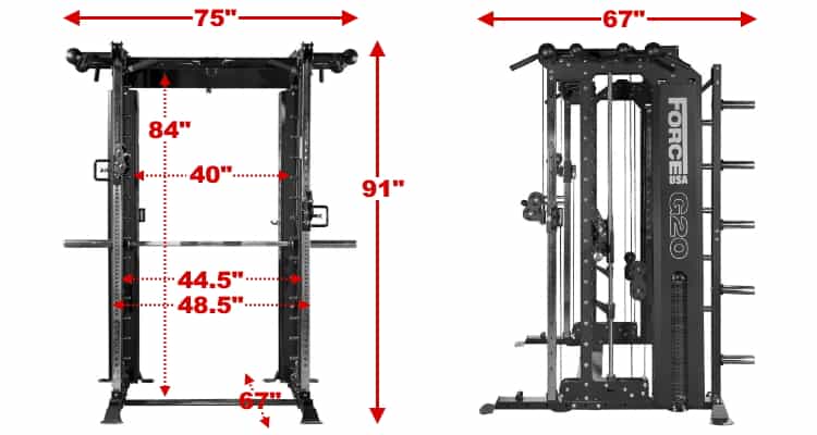 Force USA G20 Dimensions - Base Unit
