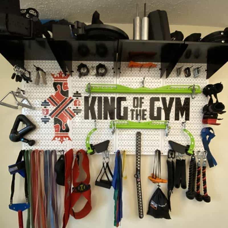 King of the Gym Logo on Wall Control Pegboard - Custom Printed by Hangtime Store