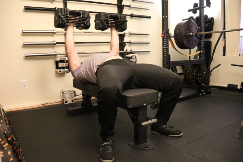 Flat Dumbbell Bench Press using the PowerBlock Pro EXP Adjustable Dumbbells