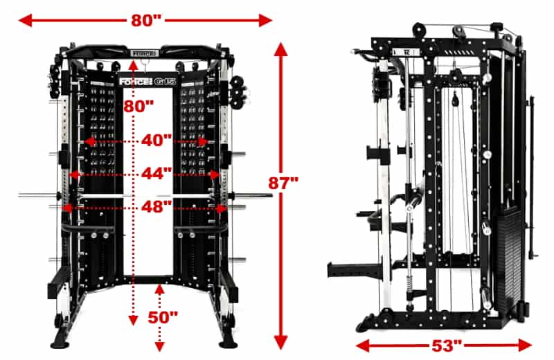 Force USA G15 All-In-One Trainer Dimensions