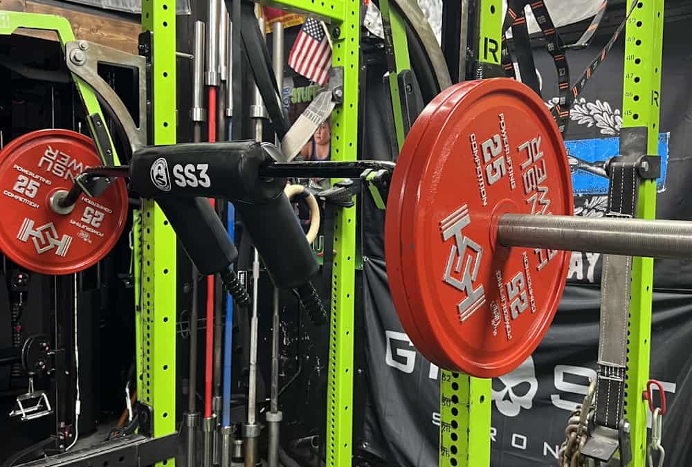 Bells of Steel SS3 Safety Squat Bar - Loaded Bar in Monolift
