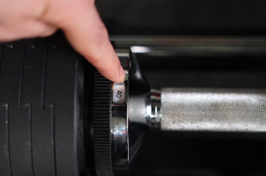 No Plus or Minus Indicators on Dial for Weight Direction the Snode AD80 Dumbbells