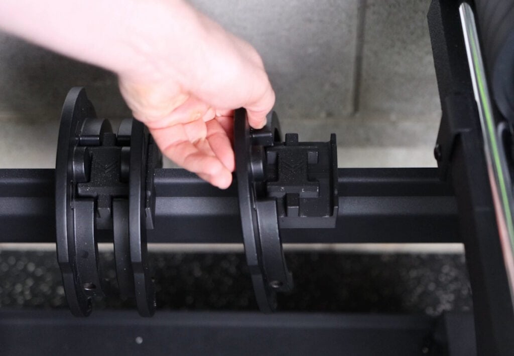 Optional Rack for M-Plate Adder Weights That Attaches to Snode Dumbbell Stand