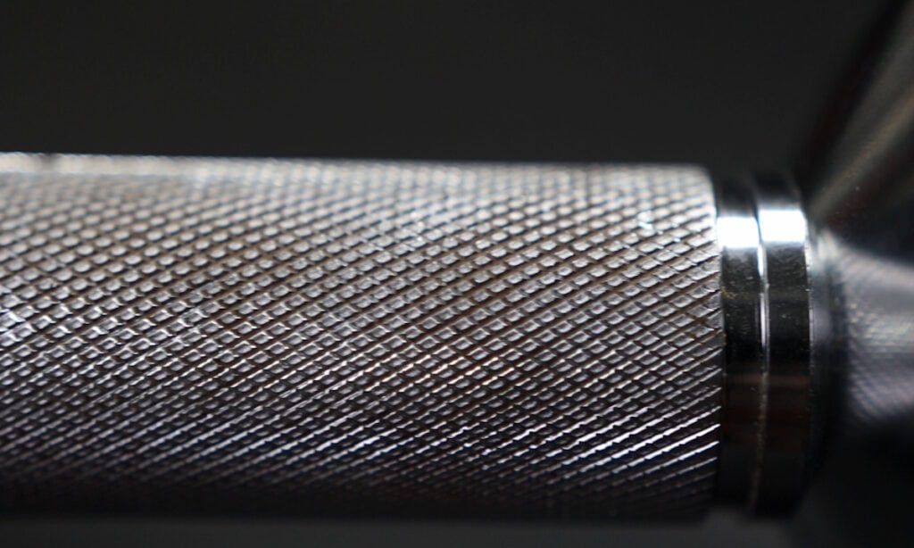 Up-Close Shot of the Moderately Aggressive Knurling on the Snode AD80 Adjustable Dumbbells