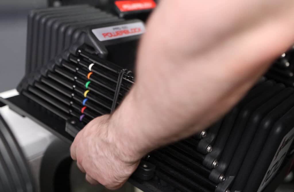 Adjusting the Weight on the PowerBlock Commercial Pro 100 Adjustable Dumbbells