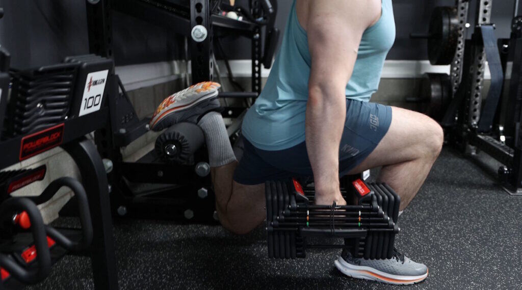 Bulgarian Split Squats With the PowerBlock Commercial Pro 100 Adjustable Dumbbells