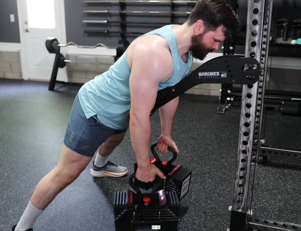 Chest-Supported Rows With the PowerBlock Pro 100 Kettlebell Handles