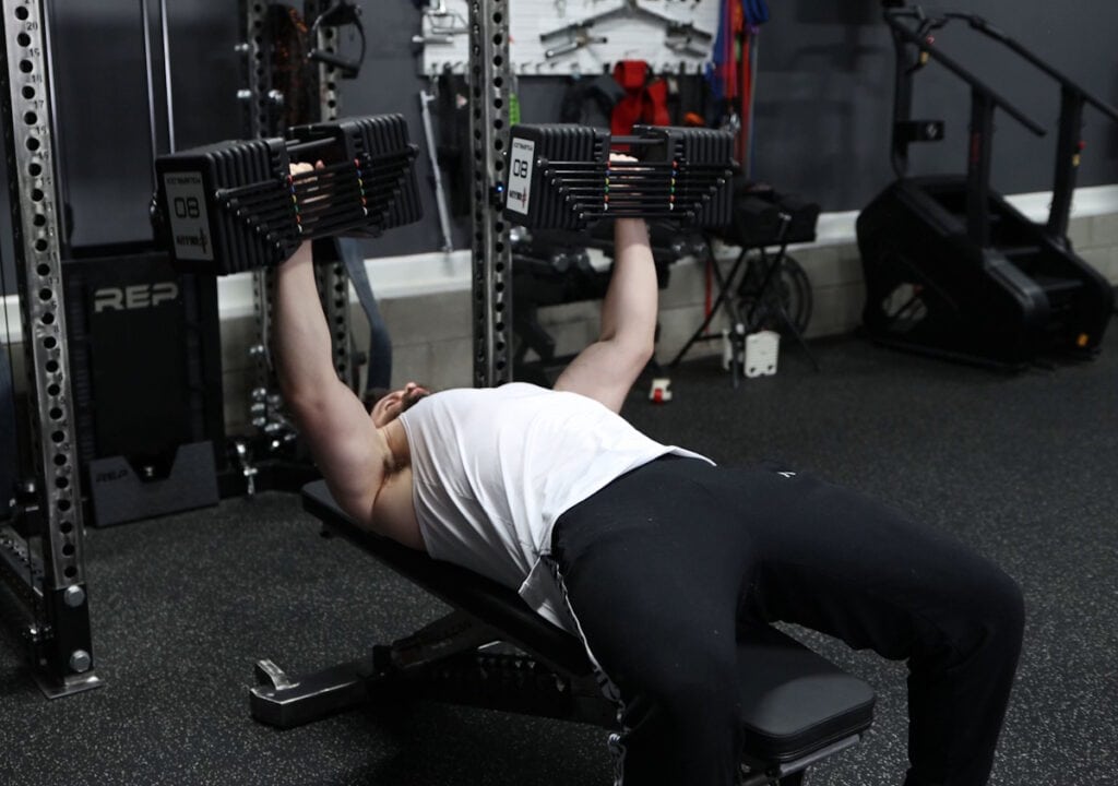 Flat Dumbbell Press With the PowerBlock Pro 100 Kettlebell Handles