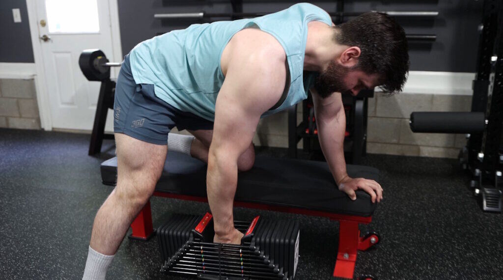 One Arm Rows With the PowerBlock Commercial Pro 100 Adjustable Dumbbells