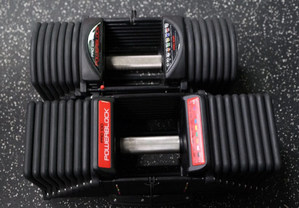 PowerBlock Commercial Pro 100 vs Residential 90-lb PowerBlock Pro EXP - Length Comparison