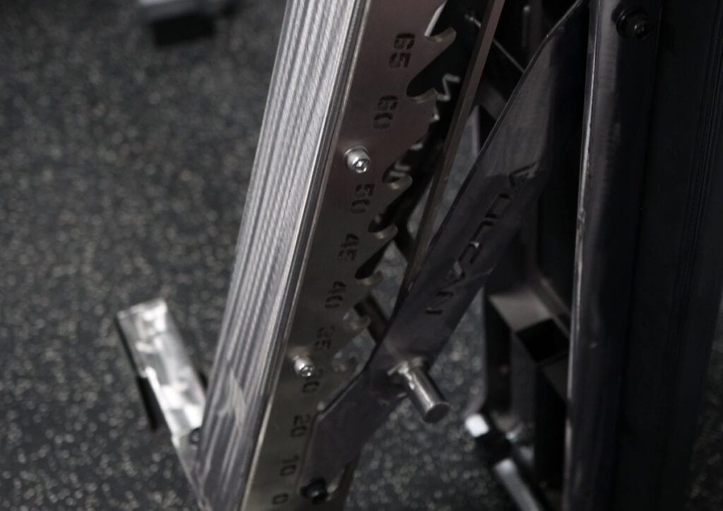 Enclosed Ladder on the Vulcan M-61 Bench - Upright Storage