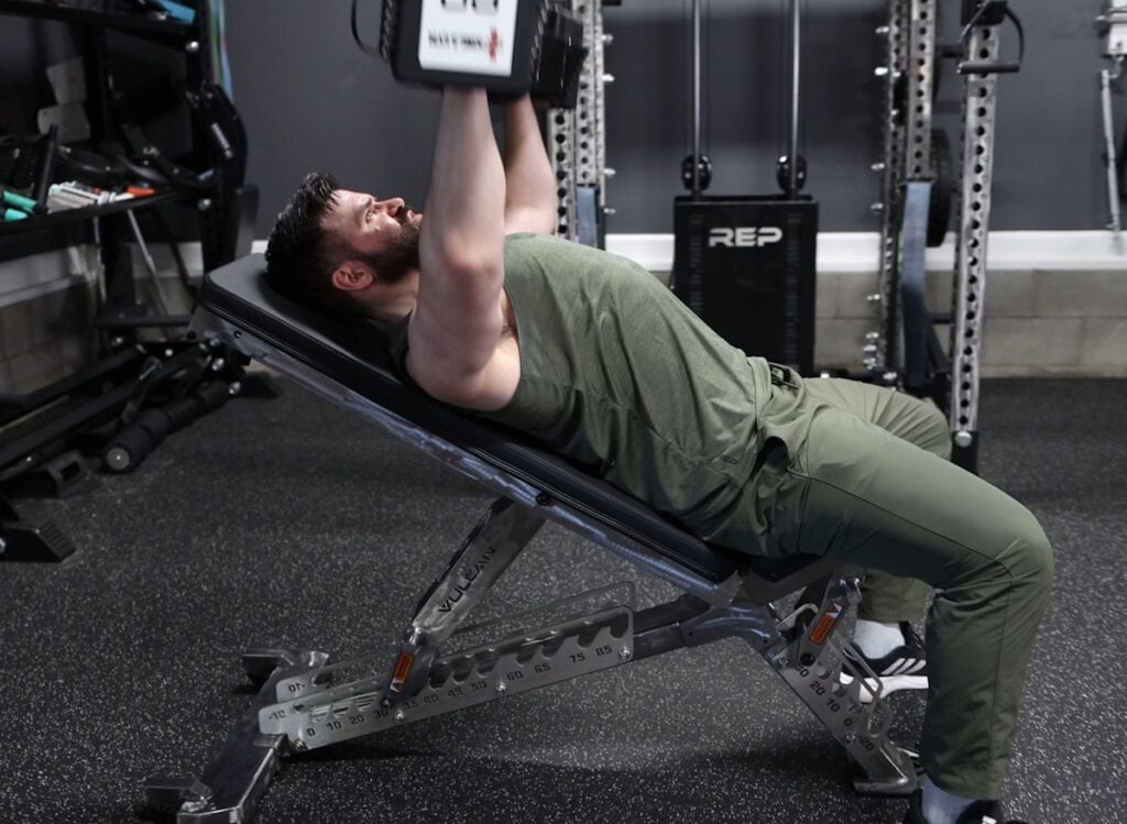 Low Incline Dumbbell Press on the Vulcan M-61 Bench