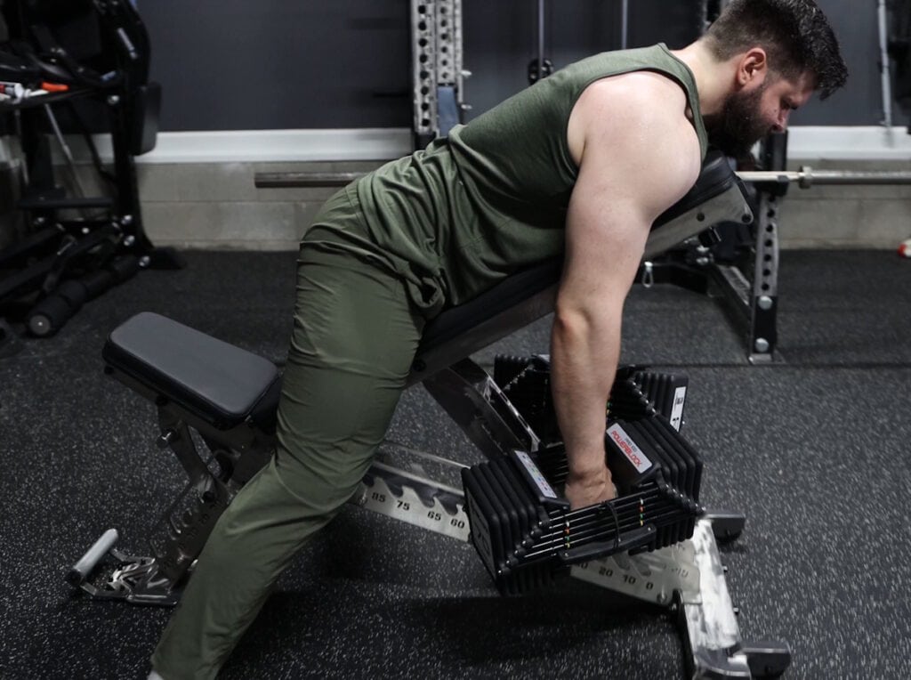 Low Incline Dumbbell Rows on the Vulcan M-61 Bench