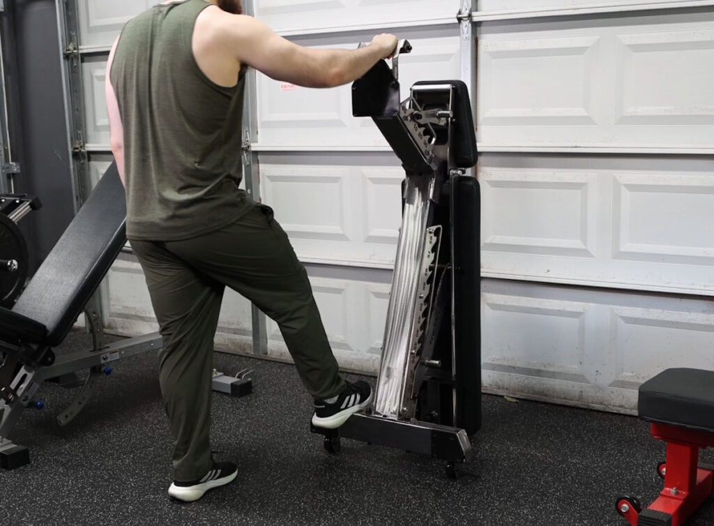 Upright Storage on the Vulcan M-61 Multi-Bench