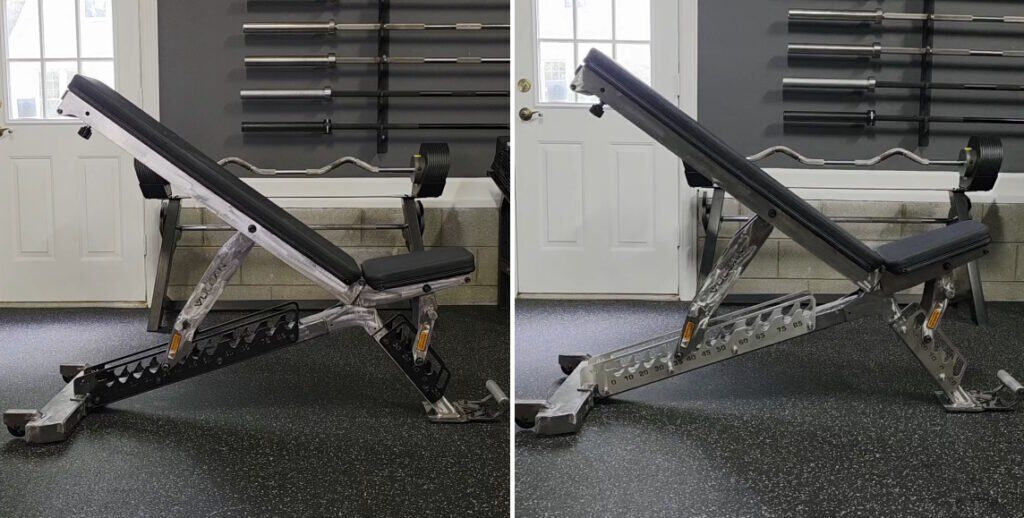 Vulcan M-61 Multi-Bench - Black Rails vs Stainless on Industrial Grind Frame