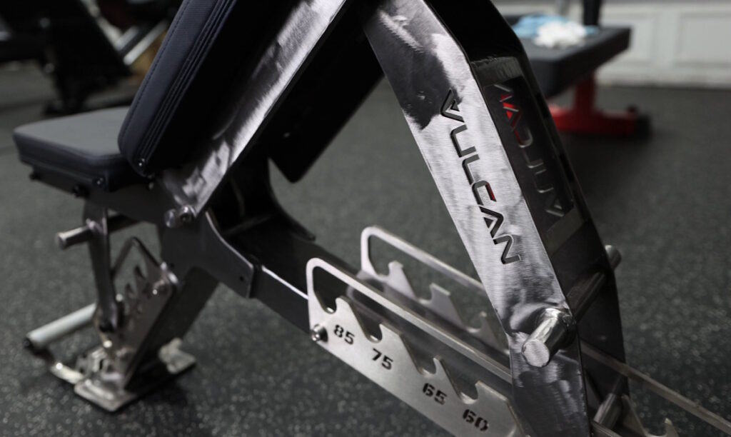 Vulcan M-61 Multi-Bench - Vulcan Text Branding on Adjustment Arm