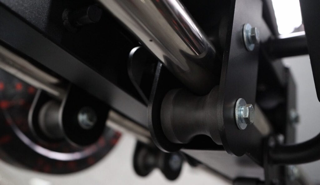 Rollers & Cylindrical Guide Rods on the Force USA Compact Leg Press & Hack Squat