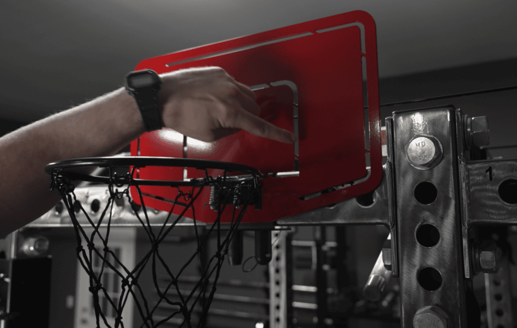 Oak Club Basketball Hoop - The Iron 3 - Cutouts on Backboard