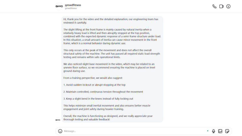 GMWD Response to Critiques on Their PS01 Pendulum Squat Machine