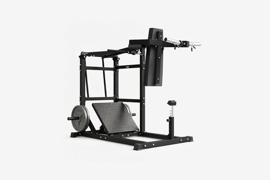 AI-rendered stability fix for GMWD Pendulum Squat Machine - Adding Weight Horns to Uprights