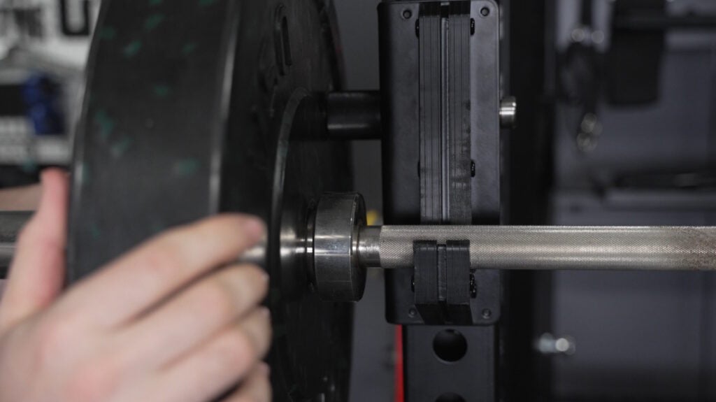 Force USA C20 J-Cup - Knurled Knobs Can Get Interfere With Plates If Bar Collars Are Thin