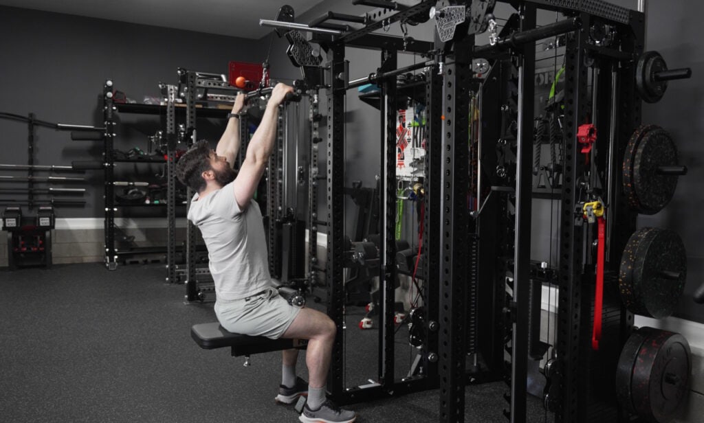 Force USA C20 Review - Doing Lat Pulldowns on the Functional Trainer Using an Articulating Arm