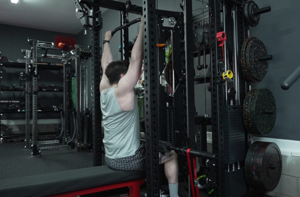 Force USA C20 Review - Lat Pulldown Leg Holder Setup - Ratchet Straps