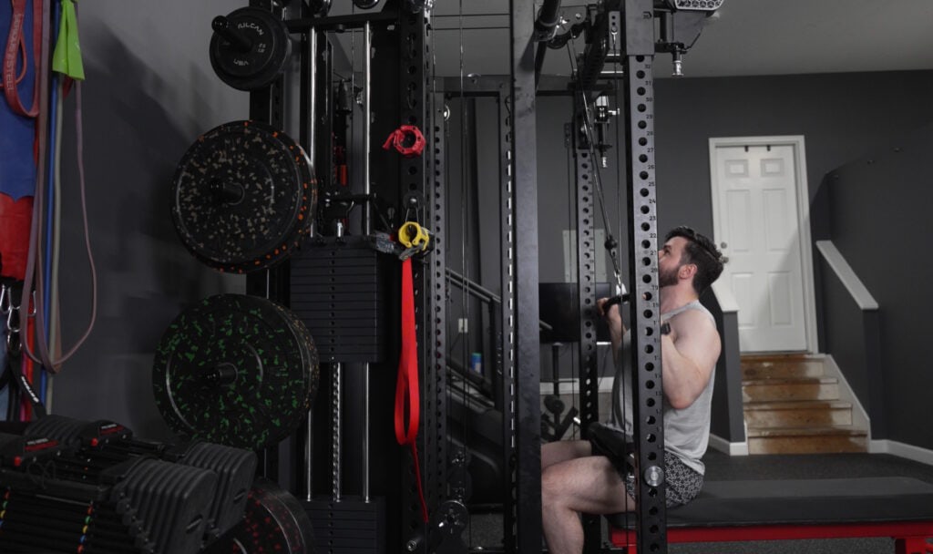 Force USA C20 Review - Lat Pulldown Leg Holder Setup - Utility Handles - Angled Line of Pull